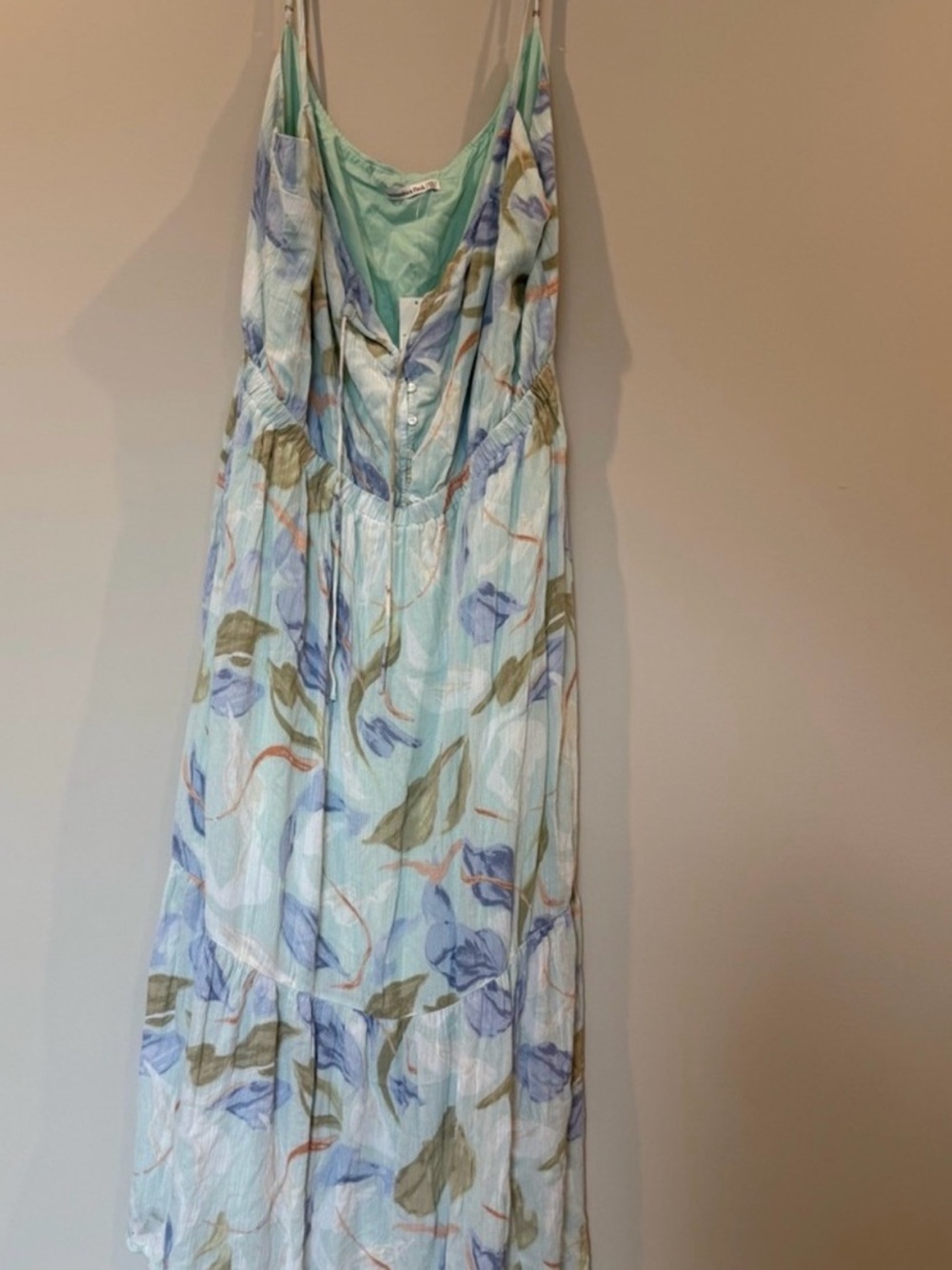 Abercrombie & Fitch Boho Floral Maxi Dress NWT | Blue Green Flowy Tiered XXL NWT